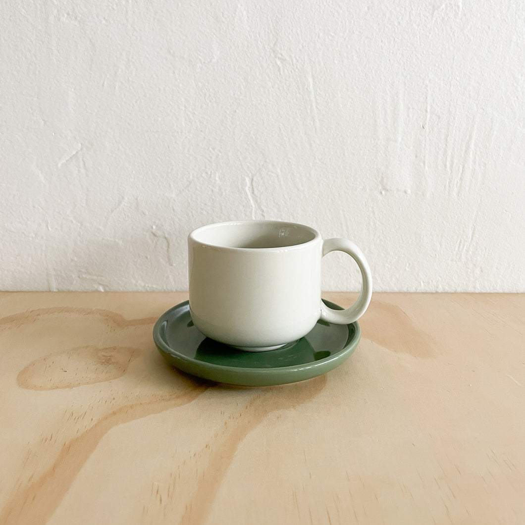 Amare Cup and Saucer Set - Sand/Green